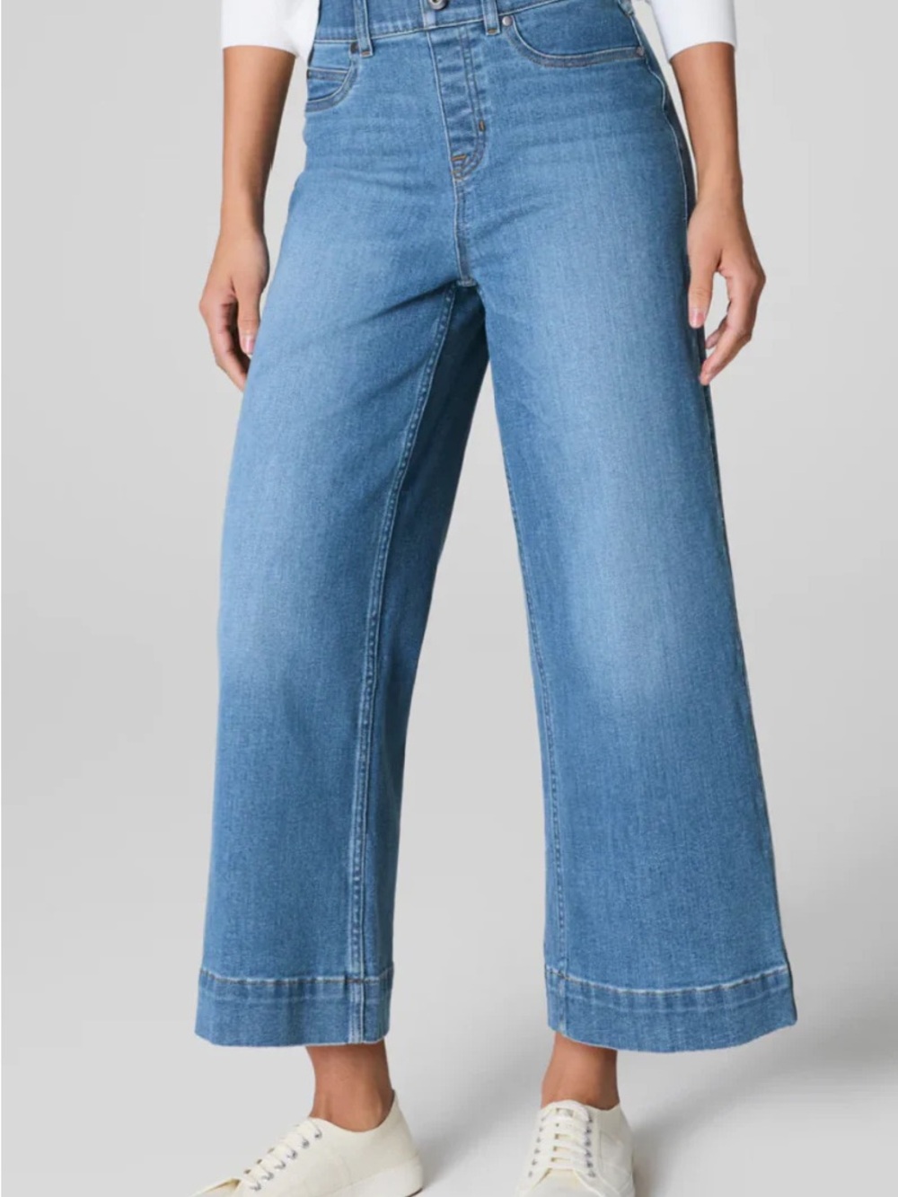 SPANX Wide-Leg Cropped Jeans Large Petite Denim NWT